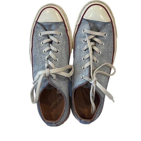 Blue crackle leather converse Sz.7 men’s 9 women’s - Picture 4 of 5